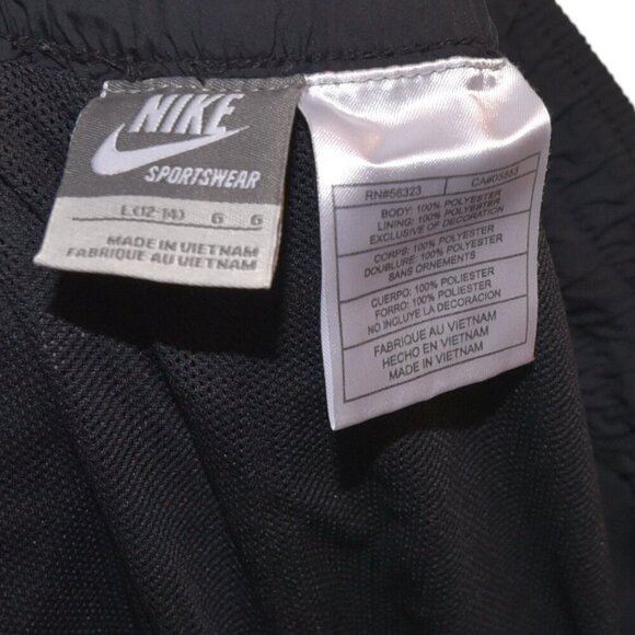 Vintage Y2K Nike Women's Large Track Pants Black with White Stripes Mesh Line - Picture 7 of 7